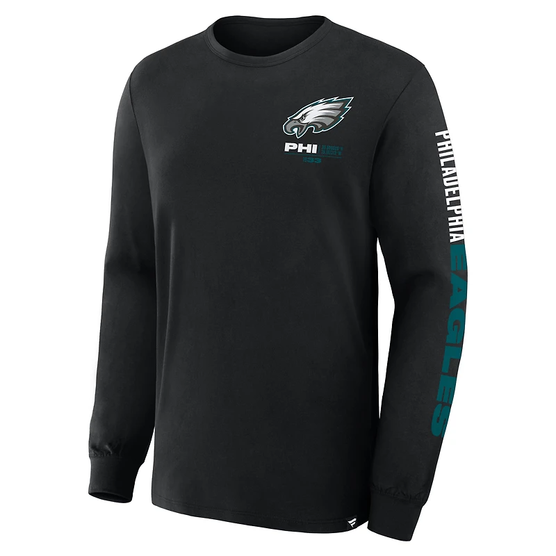 Men's Fanatics Black Philadelphia Eagles Big & Tall Clock Management Legacy Long Sleeve T-Shirt