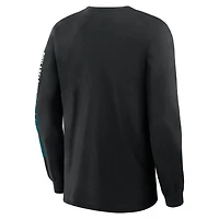 T-shirt à manches longues Fanatics noir pour homme, motif grand et grand, des Philadelphia Eagles, avec Clock Management Legacy
