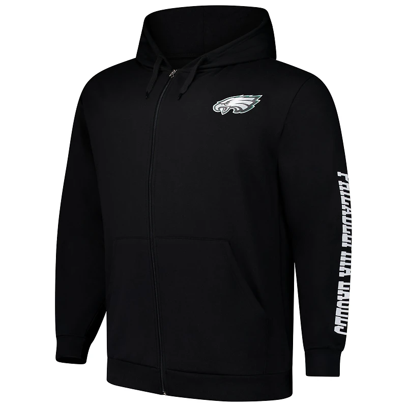Men's Fanatics  Black Philadelphia Eagles Big & Tall Full-Zip Hoodie
