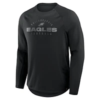 T-shirt à manches longues Fanatics noir pour homme avec motif de couverture des Philadelphia Eagles