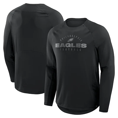 T-shirt à manches longues Fanatics noir pour homme avec motif de couverture des Philadelphia Eagles