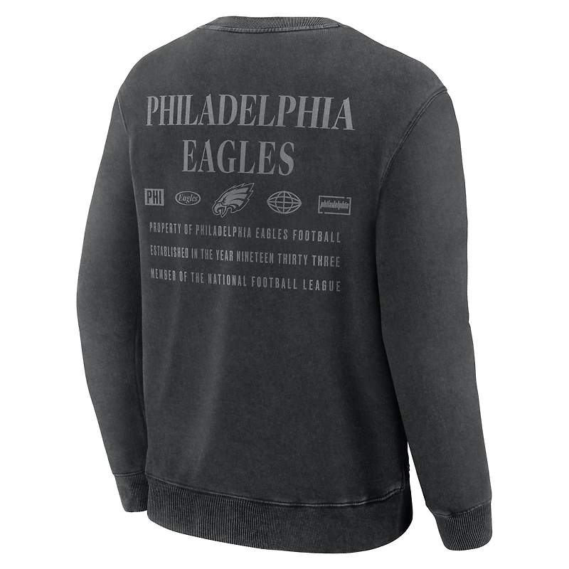 Men's Fanatics Black Philadelphia Eagles Deep Route Pullover Sweatshirt