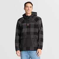 Men's Fanatics Black Philadelphia Eagles Elements Plaid Polar Fleece Quarter-Zip Hoodie