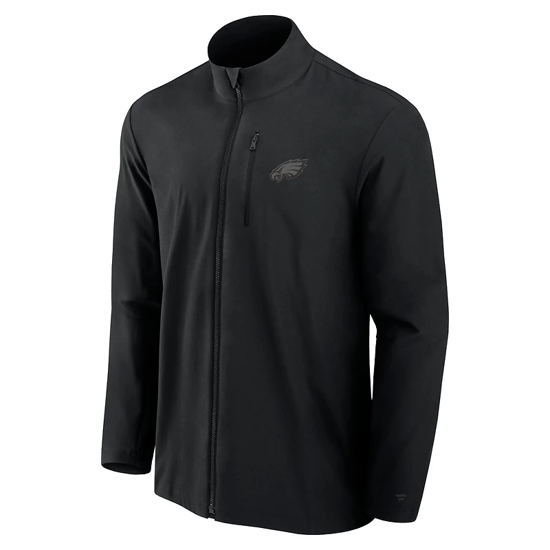Men's Fanatics Black Philadelphia Eagles Front Office Micro Tonal Lightweight Full-Zip Jacket