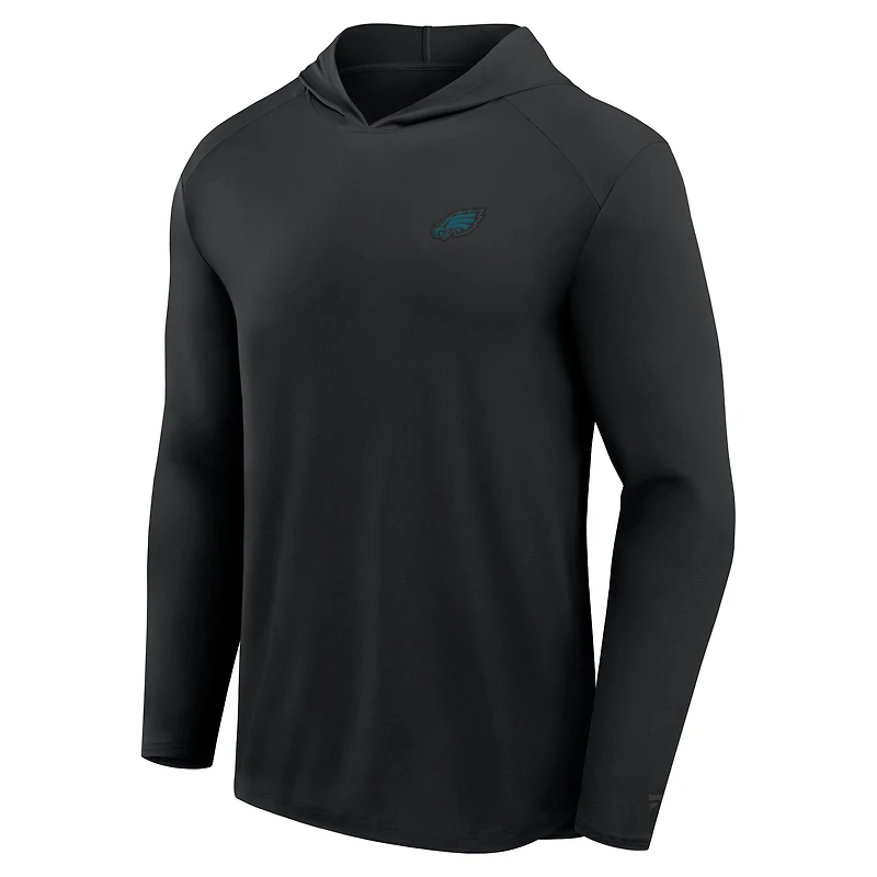 T-shirt à capuche manches longues Fanatics pour homme, motif Front Office Power Mono, noir, Philadelphia Eagles