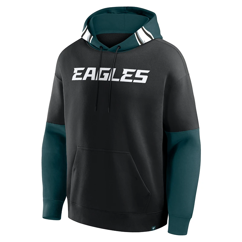 Sweat à capuche noir Fanatics pour homme avec casque des Philadelphia Eagles