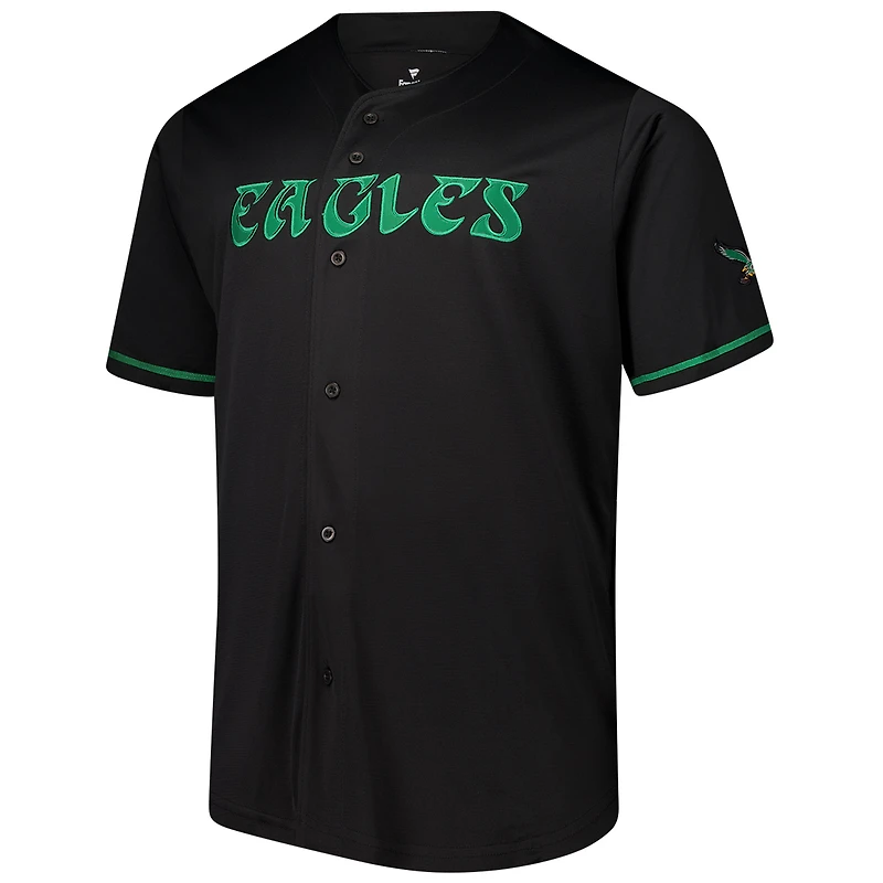 Maillot à boutons complets noir Philadelphia Eagles Pop Fanatics pour homme