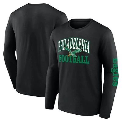 Men's Fanatics Black Philadelphia Eagles Vintage Combo Up Two Long Sleeve T-Shirt