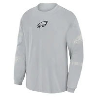 T-shirt à manches longues oversize Fanatics gris Philadelphia Eagles pour homme