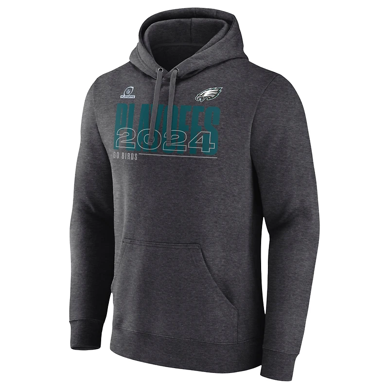Sweat à capuche Fanatics Heather Charcoal Philadelphia Eagles 2024 NFL Playoffs pour homme