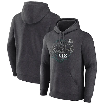 Sweat à capuche en polaire Fanatics Heather Charcoal Philadelphia Eagles Super Bowl LIX pour homme