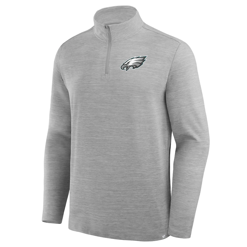 Pull à col zippé Philadelphia Eagles Clutch gris chiné pour homme de Fanatics