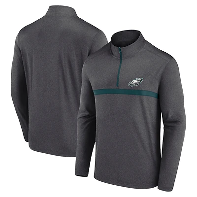 Men's Fanatics  Heather Gray Philadelphia Eagles Head-to-Head Quarter-Zip Pullover