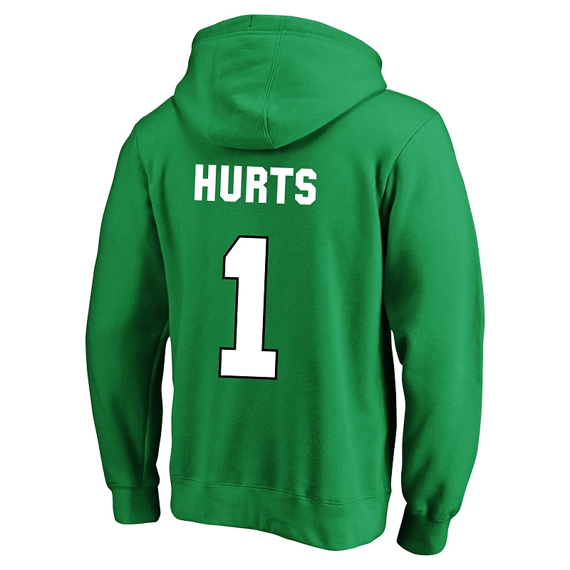 Men's Fanatics Jalen Hurts Kelly Green Philadelphia Eagles Big & Tall Name Number Fleece Hoodie