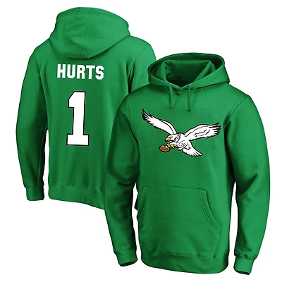 Men's Fanatics Jalen Hurts Kelly Green Philadelphia Eagles Big & Tall Name Number Fleece Hoodie