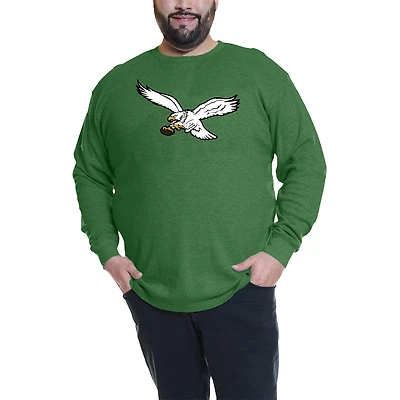 Men's Fanatics Jalen Hurts Kelly Green Philadelphia Eagles Big & Tall Thermal Waffle Long Sleeve T-Shirt