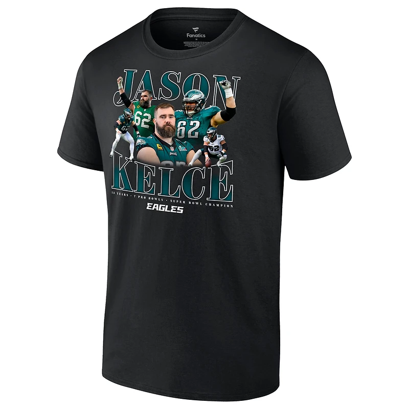 T-shirt noir de retraite des Eagles Philadelphie Fanatics Jason Kelce pour hommes