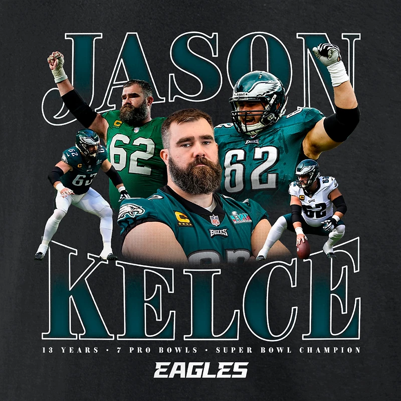 T-shirt noir de retraite des Eagles Philadelphie Fanatics Jason Kelce pour hommes