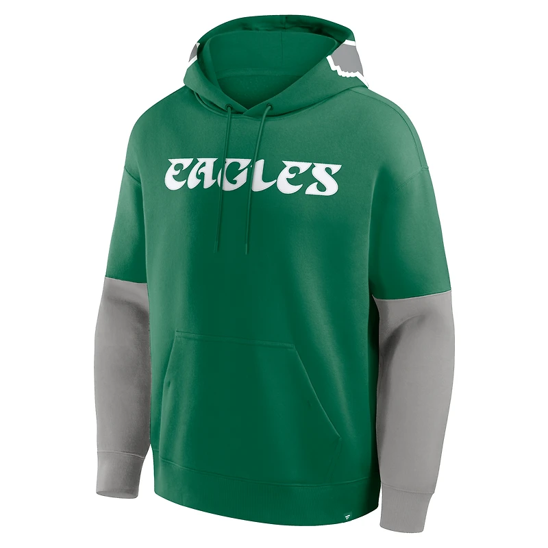 Men's Fanatics Kelly Green Philadelphia Eagles Helmet Retro Pullover Hoodie