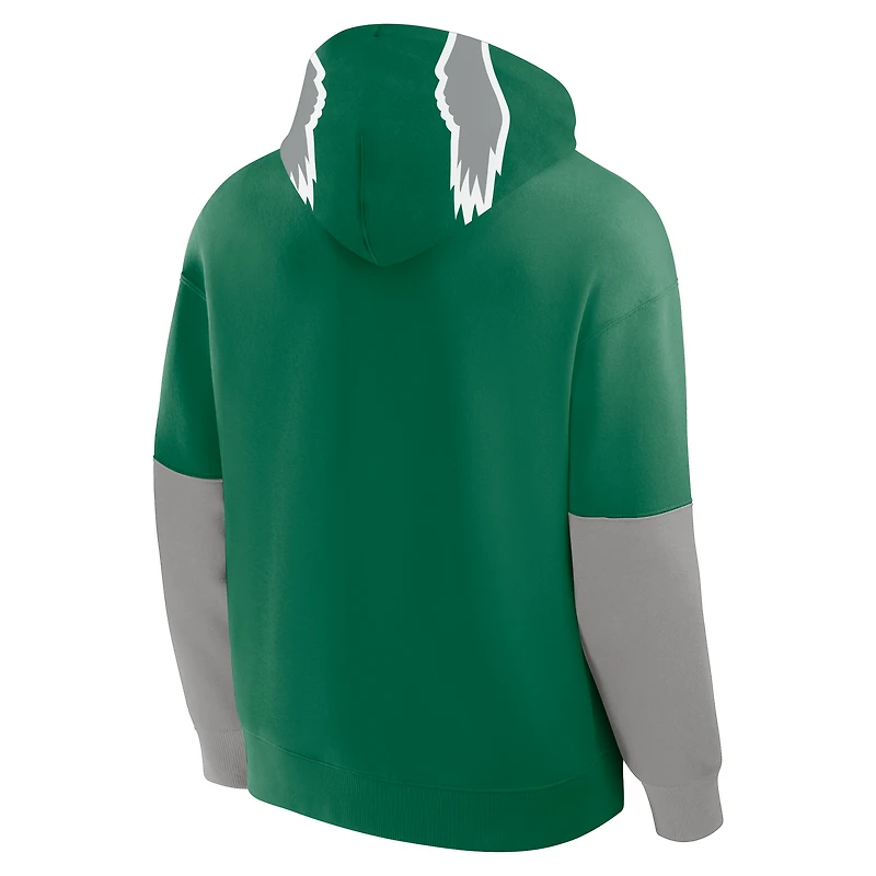 Men's Fanatics Kelly Green Philadelphia Eagles Helmet Retro Pullover Hoodie