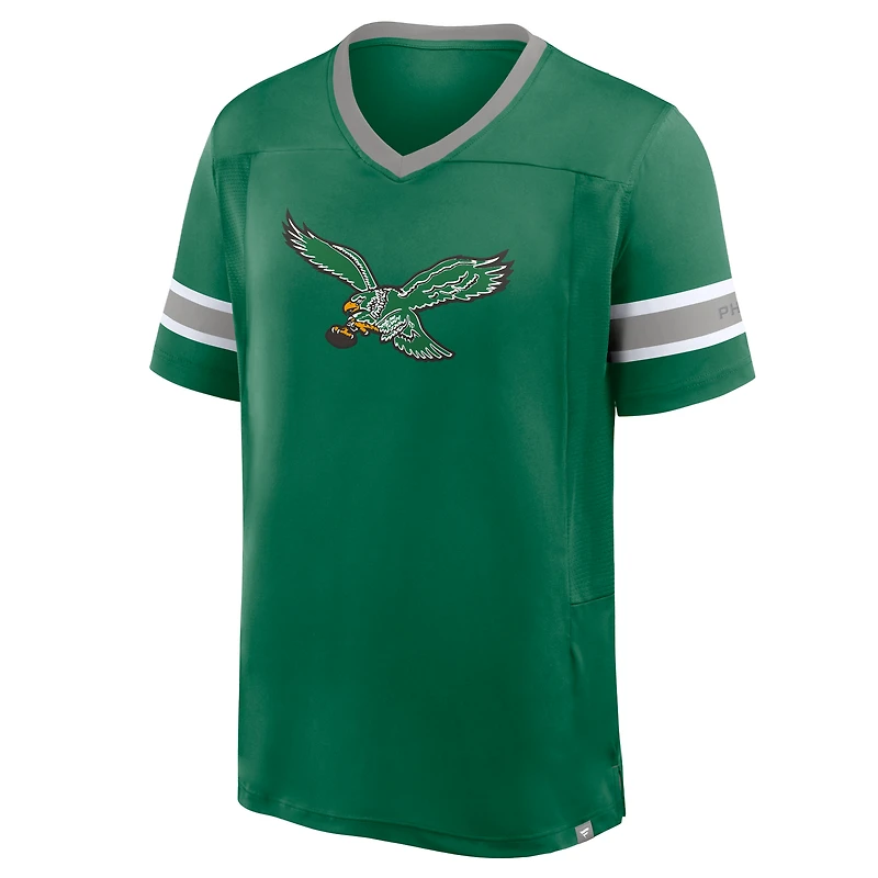 Men's Fanatics Kelly Green Philadelphia Eagles Hometown Premium Hashmark V-Neck T-Shirt
