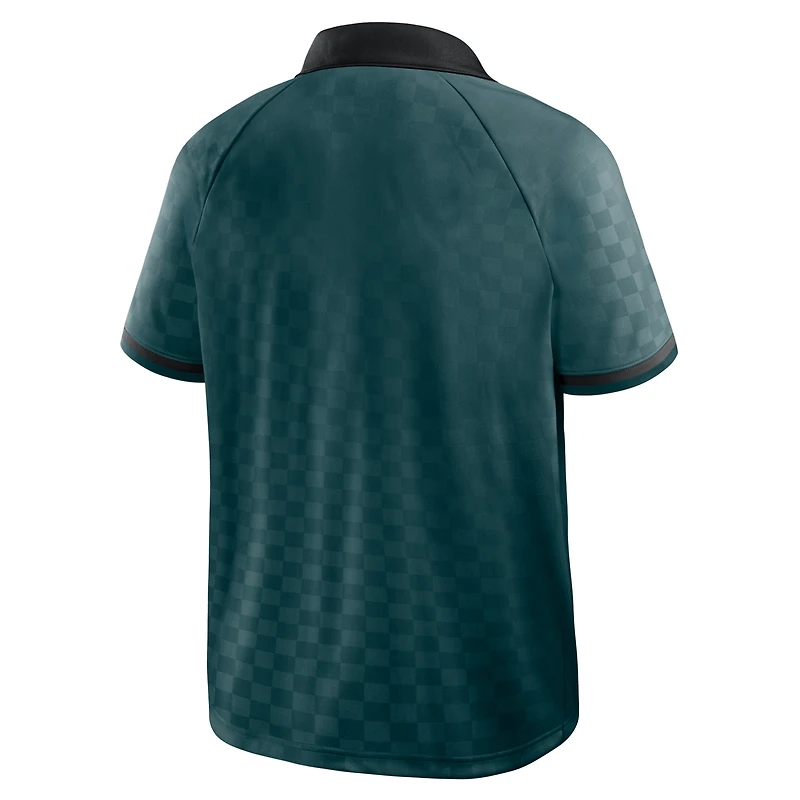Polo raglan à col en V vert nuit/noir Philadelphia Eagles Homerun pour homme de Fanatics