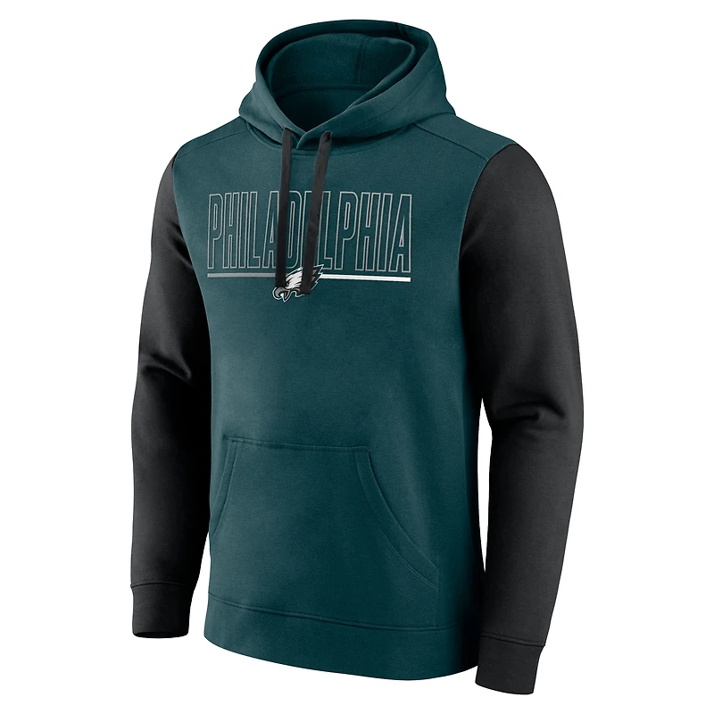 Sweat à capuche enfiler Fanatics Midnight Green/Black Philadelphia Eagles Outline pour homme