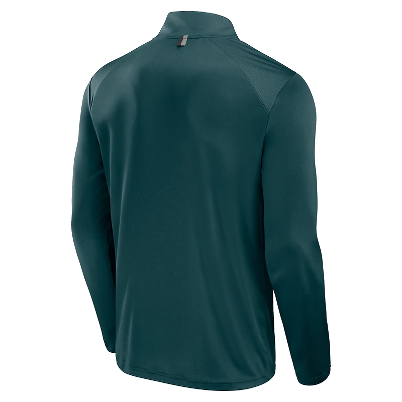 Men's Fanatics Midnight Green Philadelphia Eagles Defender Long Sleeve Quarter-Zip Jacket