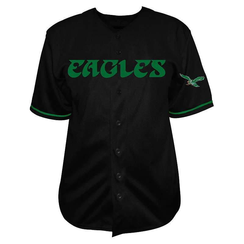 Men's Fanatics Saquon Barkley Black Philadelphia Eagles Big & Tall Baseball Button-Up Shirt