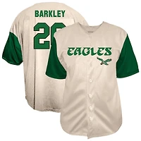 Chemise boutonnée de baseball Fanatics Saquon Barkley crème pour homme, grande taille, des Eagles Philadelphie