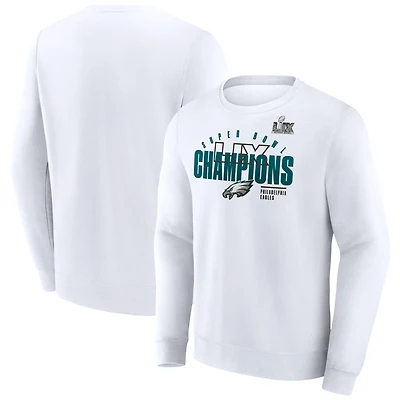 Men's Fanatics White Philadelphia Eagles Super Bowl LIX Champions Iconic Victory Fleece Sweatshirt