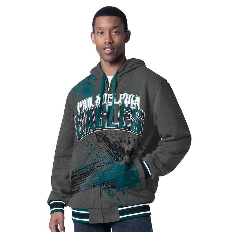 Men's G-III Sports by Carl Banks Midnight Green/Charcoal Philadelphia Eagles Dual Threat Reversable Full-Zip Hooded Jacket