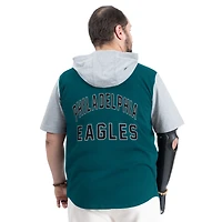 Men's G-III Sports by Carl Banks  Midnight Green Philadelphia Eagles Adaptive Home Team Magnetic Button-Up Hooded Top