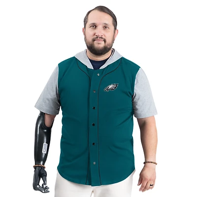 Men's G-III Sports by Carl Banks  Midnight Green Philadelphia Eagles Adaptive Home Team Magnetic Button-Up Hooded Top