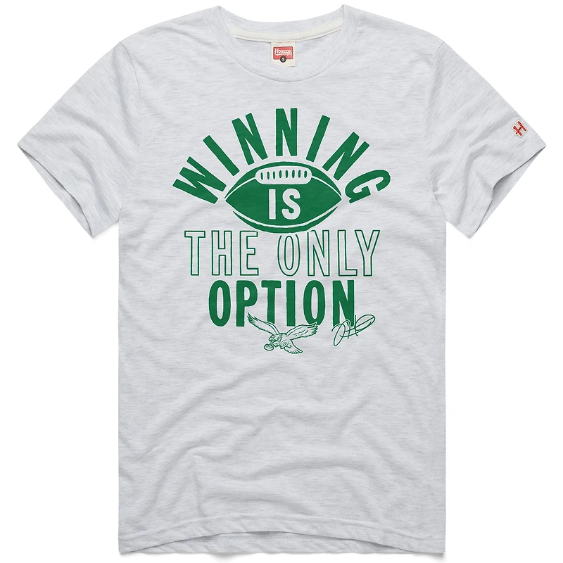 Men's Homage Jalen Hurts Ash Philadelphia Eagles  Winning Is The Only Option Tri-Blend T-Shirt