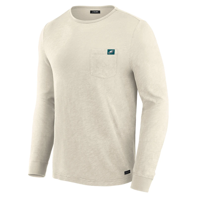 T-shirt à manches longues J. Palmer crème pour homme, motif Philadelphia Eagles