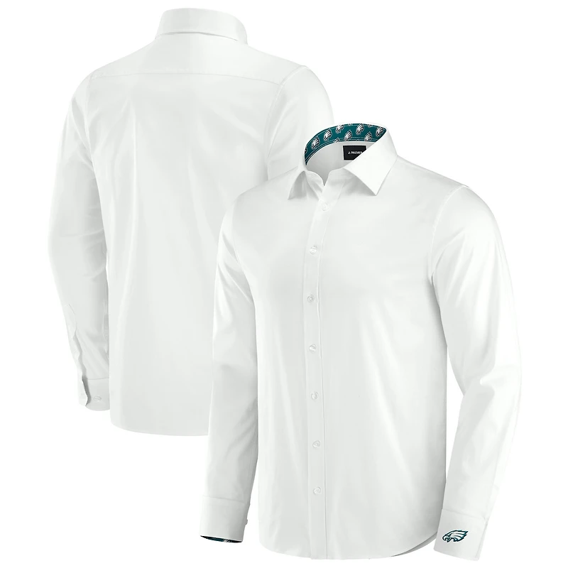 Chemise boutonnée à manches longues pour homme J. Palmer White Philadelphia Eagles Man-In-Motion