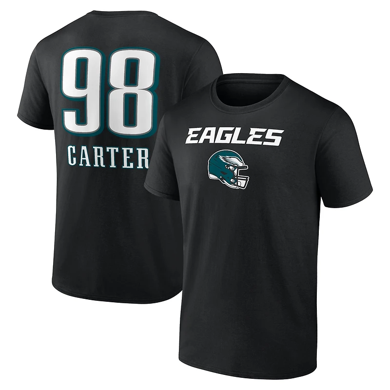 Men's Jalen Carter Black Philadelphia Eagles Team Wordmark Name & Number T-Shirt