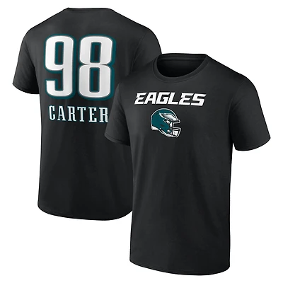 Men's Jalen Carter Black Philadelphia Eagles Team Wordmark Name & Number T-Shirt