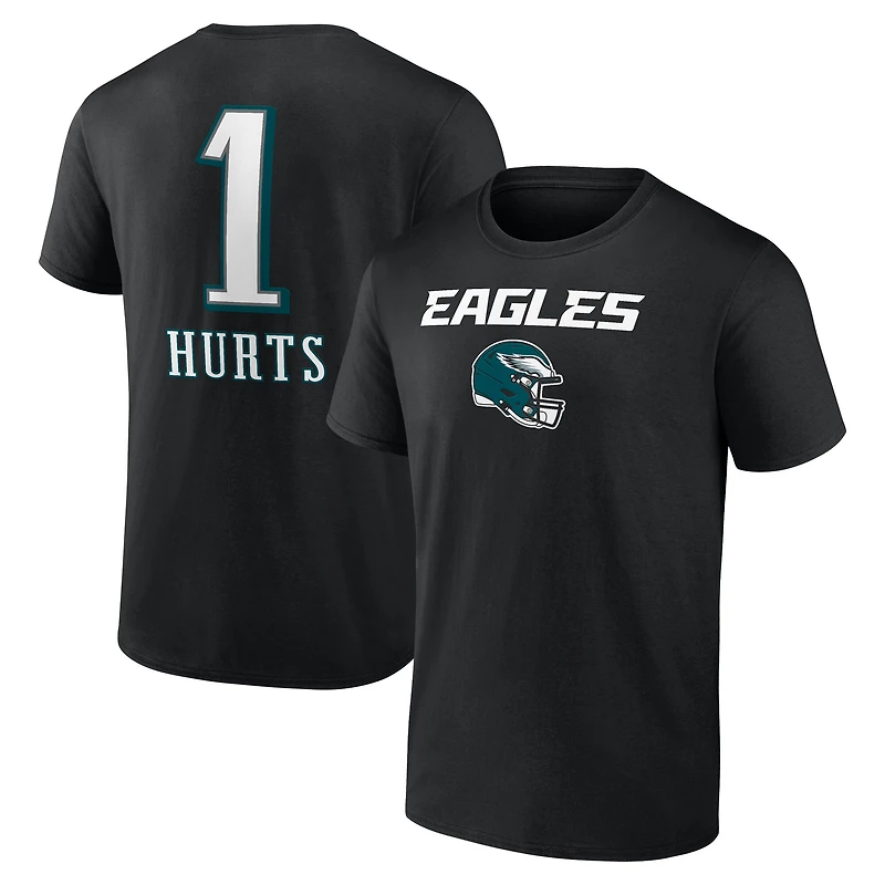 Men's Jalen Hurts Black Philadelphia Eagles Team Wordmark Name & Number T-Shirt