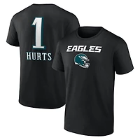 Men's Jalen Hurts Black Philadelphia Eagles Team Wordmark Name & Number T-Shirt