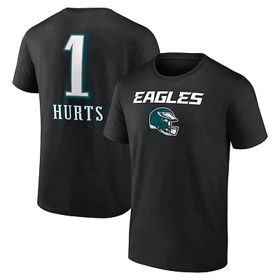 T-shirt noir pour homme avec nom et numéro de l'équipe des Philadelphia Eagles, Jalen Hurts