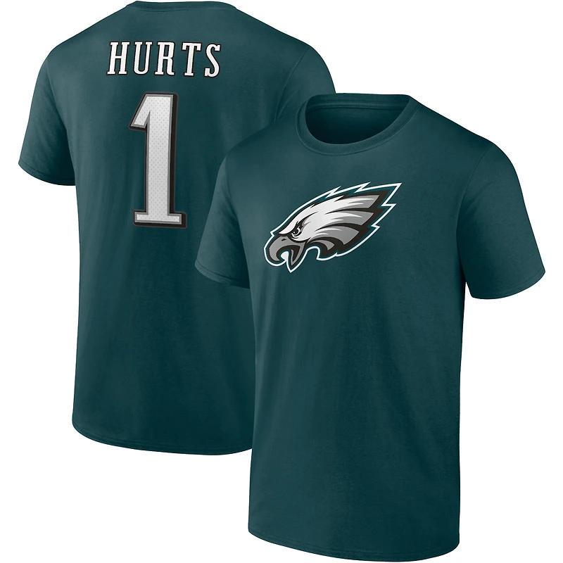 T-shirt homme Jalen Hurts vert nuit Philadelphia Eagles, icône des joueurs