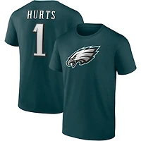T-shirt homme Jalen Hurts vert nuit Philadelphia Eagles, icône des joueurs