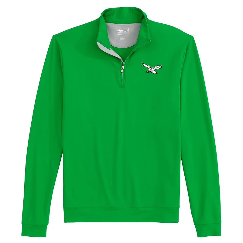 Pull à col zippé 1/4 vert Kelly johnnie-O pour homme, Philadelphia Eagles.