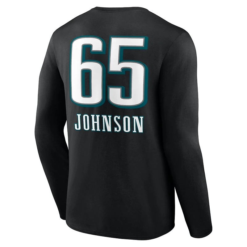 Men's Lane Johnson Black Philadelphia Eagles Team Wordmark Name & Number Long Sleeve T-Shirt