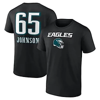 T-shirt noir pour homme Lane Johnson avec nom et numéro de l'équipe des Philadelphia Eagles