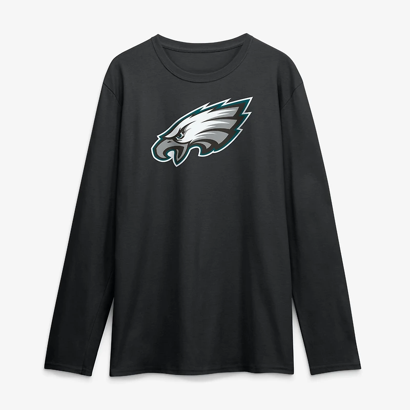 Men's Logo Athletic Black Philadelphia Eagles Primary Long Sleeve T-Shirt