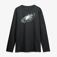 Men's Logo Athletic Black Philadelphia Eagles Primary Long Sleeve T-Shirt