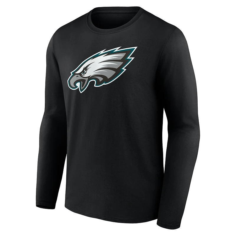Men's Logo Athletic Black Philadelphia Eagles Primary Long Sleeve T-Shirt